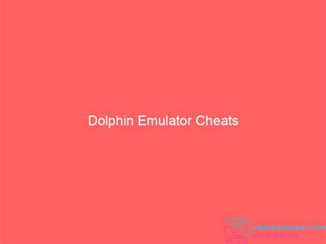 Dolphin Emulator Cheats