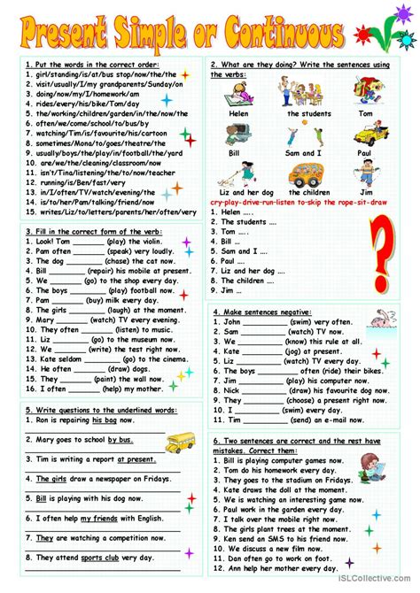 Present Simple or Continuous Français FLE fiches pedagogiques pdf doc