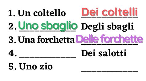 Italian Plural Of The Indefinite Article Partitives With Count Nouns