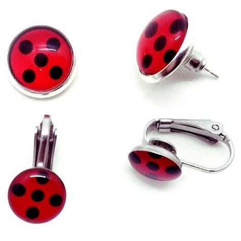 Ladybug Earrings Made From Stainless Steel Clip On Or Stud Etsy In