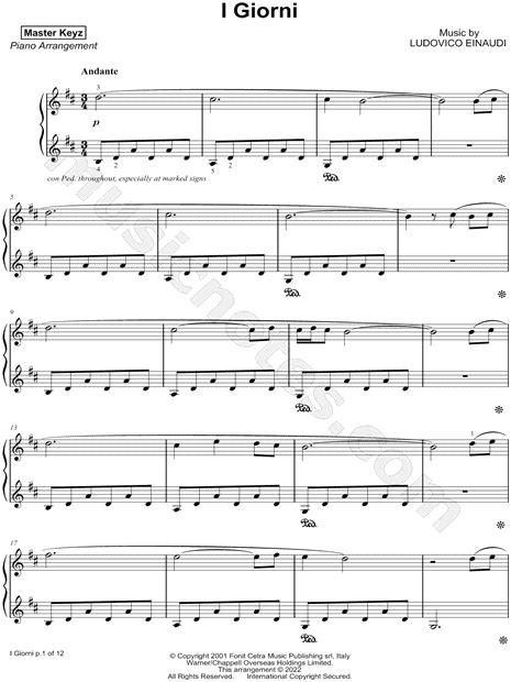 Master Keyz I Giorni Sheet Music Piano Solo In B Minor Download And Print Sku Mn0255825