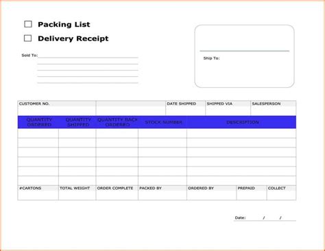 Proof Of Delivery Template Excel Free Printable Templates