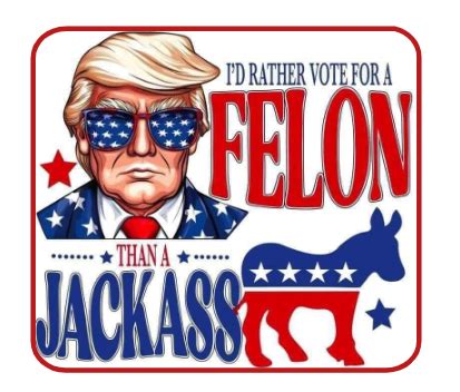 I D Rather Vote For A Felon Than A Jackass Trump 2024 MAGA Vinyl