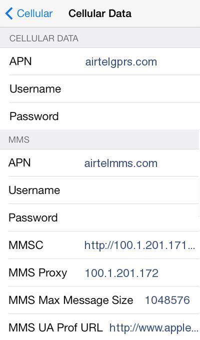 Airtel 4g Internet Settings For Iphone 2025 5g 4g Lte Apn India