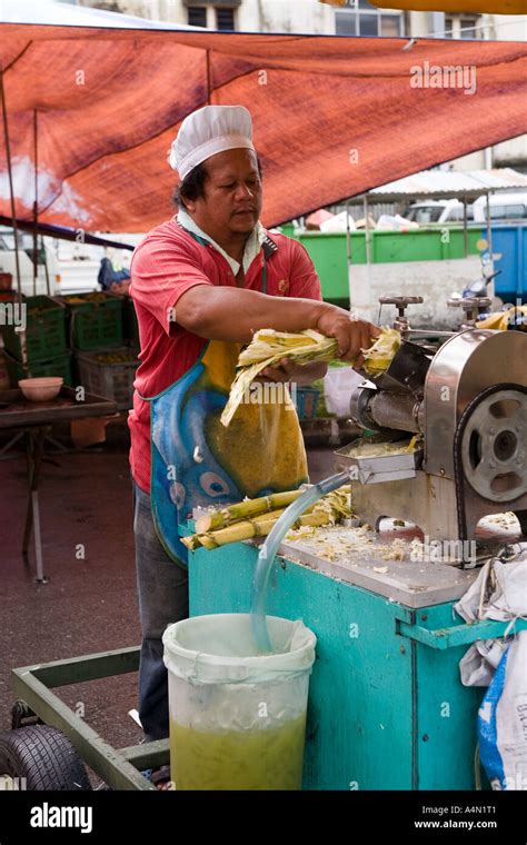 Malaysia Borneo Sarawak Kuching Sunday Market Sugar Cane Juice Stall