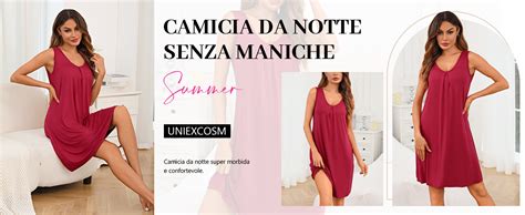 Uniexcosm Camicia Da Notte Donna Senza Maniche Lingerie Biancheria Da