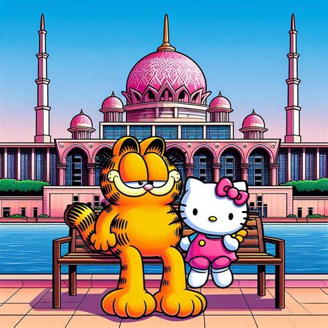 Garfield and Hello Kitty in Putrajaya : r/weirddalle