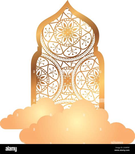 Islamic Arch With Clouds Golden Arabic Ornamental Traditional Muslim