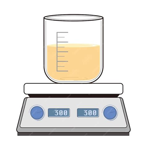 Beaker and hot plate stirrer set | Premium Vector