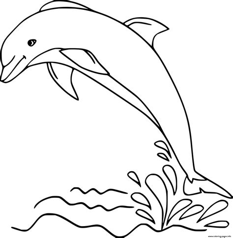 Dolphin Jumping Out Of Water Coloring Page Printable