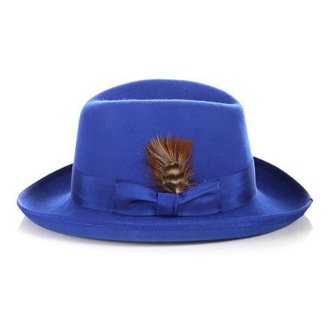 Ferrecci Premium Classic Royal Blue Wool Godfather Hat Fhyinc