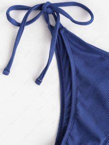 ZAFUL Halter Ribbed Cutout Tie Skimpy Bikini Swimwear In DEEP BLUE ZAFUL 2024