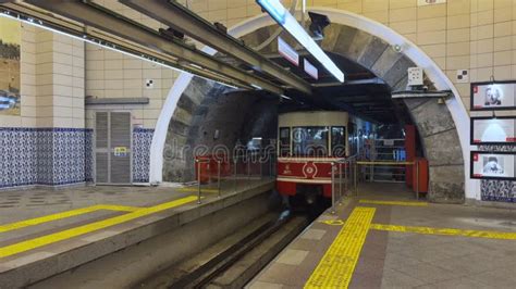 Departure Of Tunel Taksim Funicular From Karakoy Station Stock Video