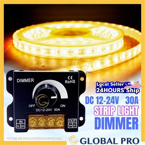 30A ROTARY DIMMER DC12 24V Light Strip Dimmer Knob Adjust Brightness ON