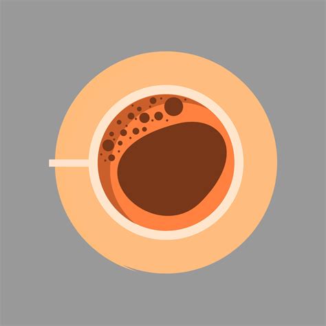 Cup Coffee Top View Vector Flat Closeup Sign Brown Drink Aroma Hot Restaurant Mug 10564435