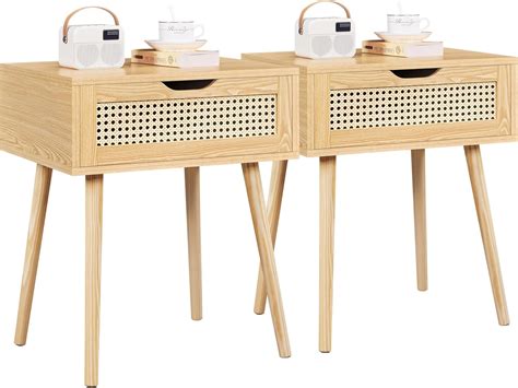 Yaheetech Lot De 2 Tables De Chevet Scandinave Table De Nuit En Bois