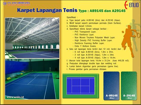 Karpet Lapangan Tenis Indoor Enlio CV JAYA BERSAMA