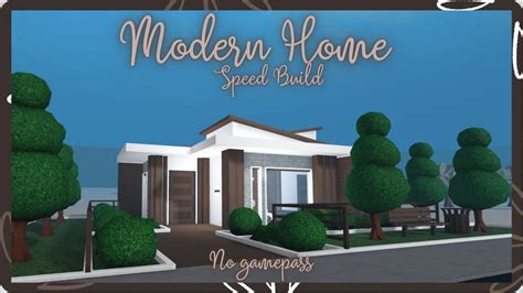 Modern Home No Gamepass Speed Build Bloxburg Youtube