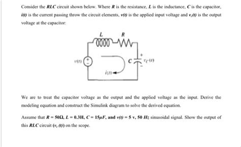 Solved Consider The Rlc Circuit Shown Below Where R Is The