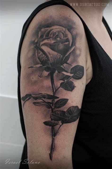 Upper Arm Rose Tattoos For Women