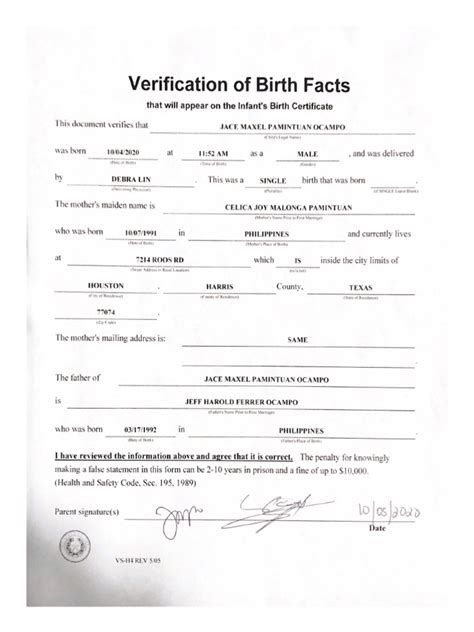 Verification of Birth Facts | PDF