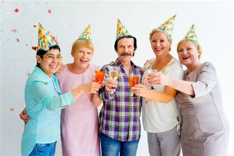 Seniors On A Birthday Party Stock Image - Image of retirement, adult ...