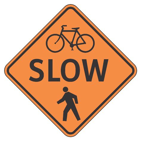 Bike Pedestrian Symbols Slow Highway Construction Traffic Sign Signsbc