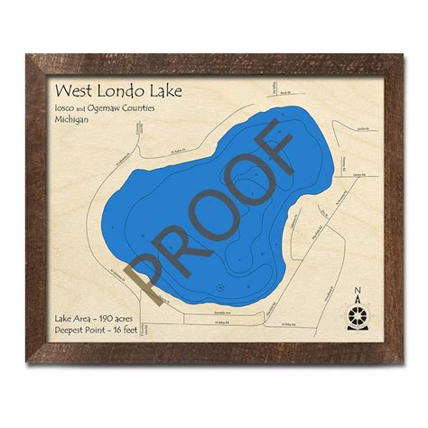 West Londo Lake MI 3D Wood Map Custom Nautical Map Cabin Etsy