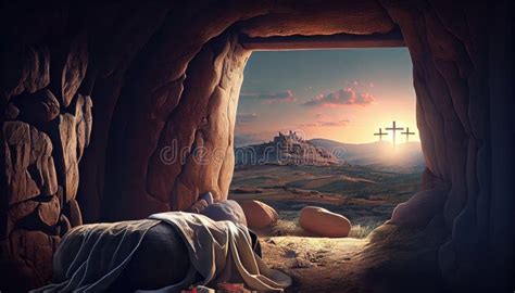 Empty tomb of Jesus Christ stock illustration. Illustration of easter ...