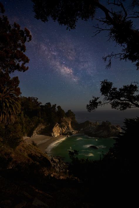 Satakentia, McWay Falls and the Milky Way Big Sur, California,...