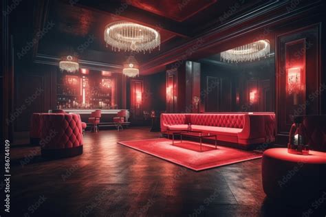 Red Interior Of Luxury Nightclub Restaurant Lounge Bar Ai Generated