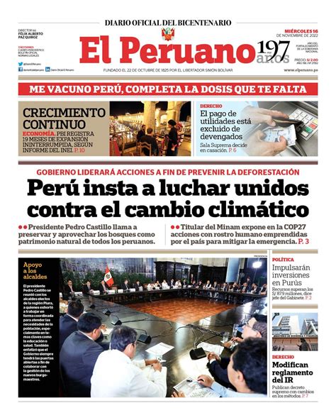 Presidencia Del Perú 🇵🇪 On Twitter Rt Diarioelperuano ☕️¡buenos Días🗞🗞esta Es La Portada