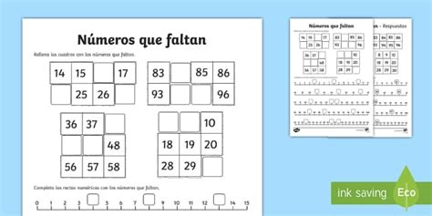 Ficha De Actividad N Meros Que Faltan Twinkl