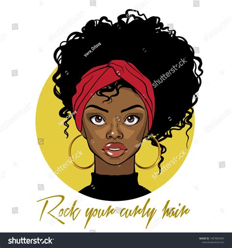 Cartoon Vector Portrait Afro American Girl Stock Vector Royalty Free 1407869393 Shutterstock