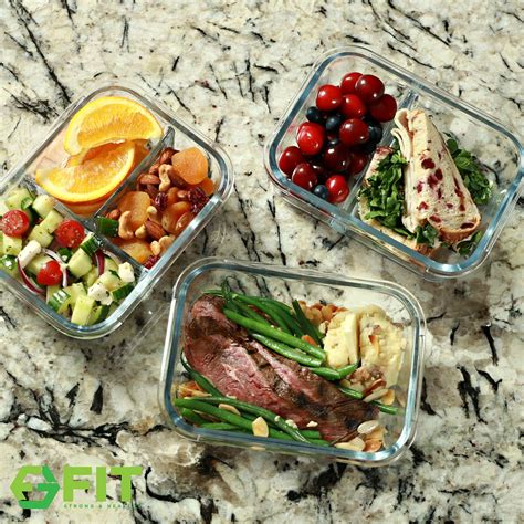 Buy Glass Meal Prep Containers 1 2 3 Compartment 3 Pack 1000 ML