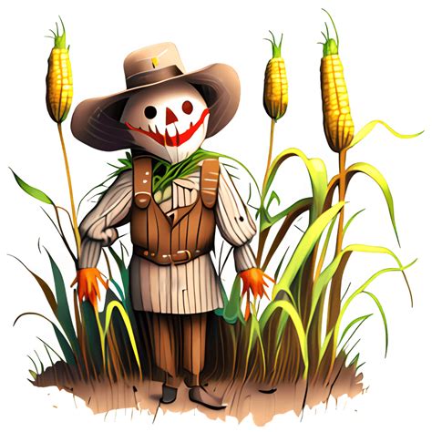 Scarecrow in a Corn Field Graphic · Creative Fabrica