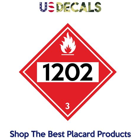 Hazard Class 3 Flammable Un 1202 Placard Sign Us Decals