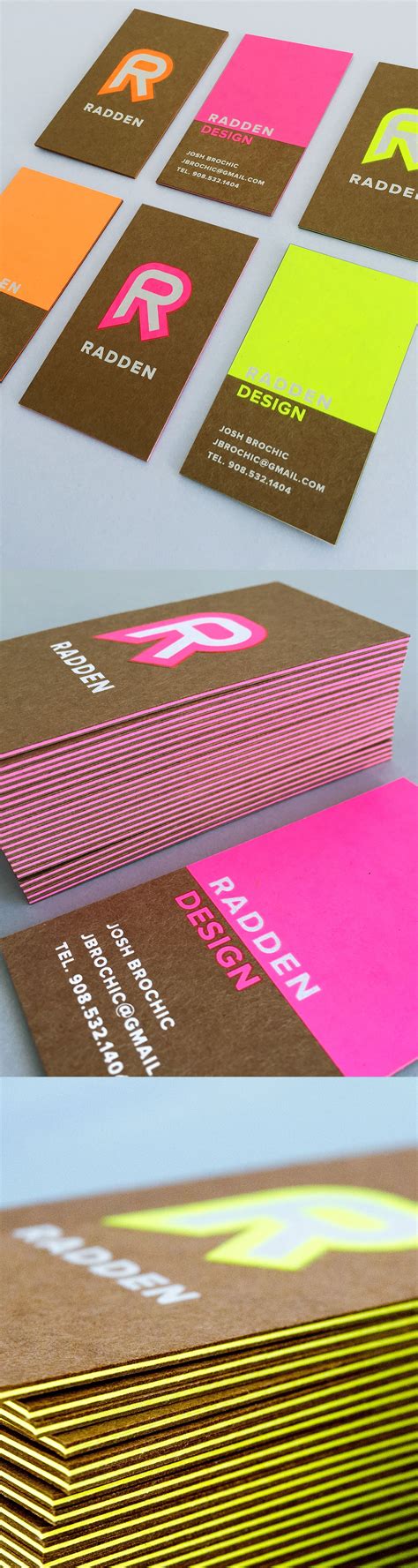 3ply Brown Kraft Business Cards Printed With White And Neon Inks