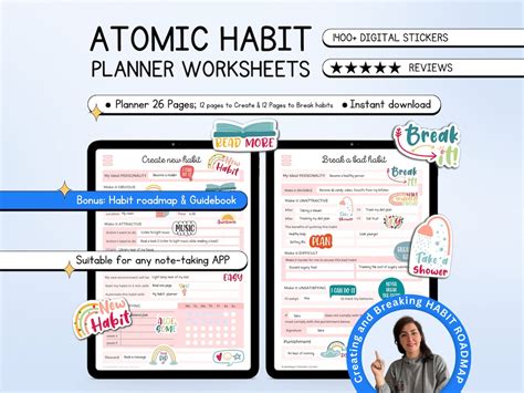 ATOMIC HABITS WORKBOOK, Habit Formation Worksheets. Pink Habit Planner ...