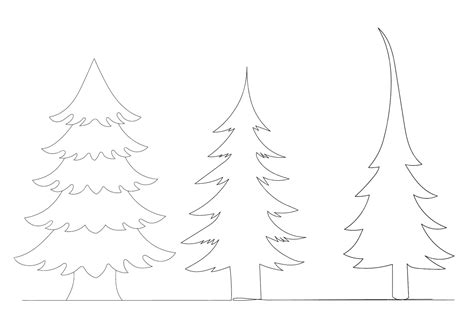 Premium Vector Fir Trees Drawing With One Continuous Line Sketch