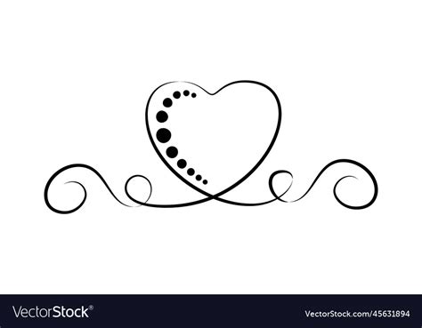 Calligraphic Flourish Heart Hand Drawn Vintage Vector Image