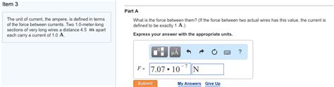 Solved Item 3 The unit of current, the ampere, is defined in | Chegg.com