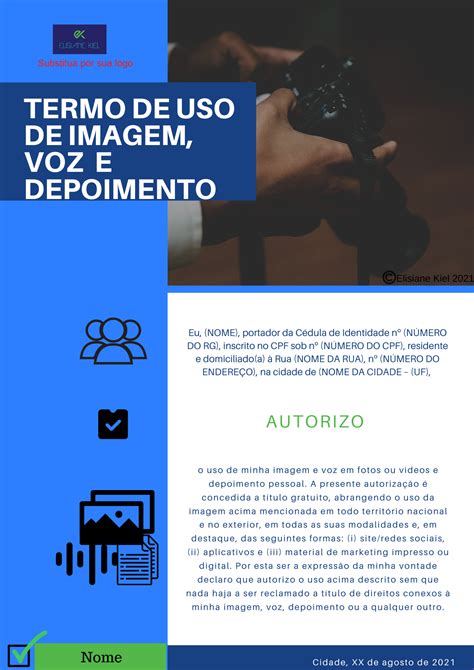 Termo de Consentimento de Imagem, voz e depoimento com Visual Law e...