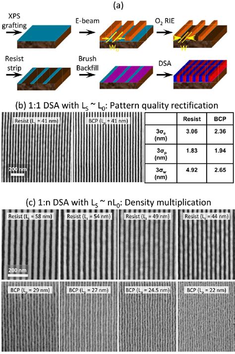 A Schematic Of DSA Flow B Top Down SEM Images Of E Beam Resist