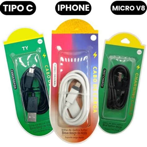 Cabo Turbo Para Celular V Tipo C E Iphone W W Carregador Turbo