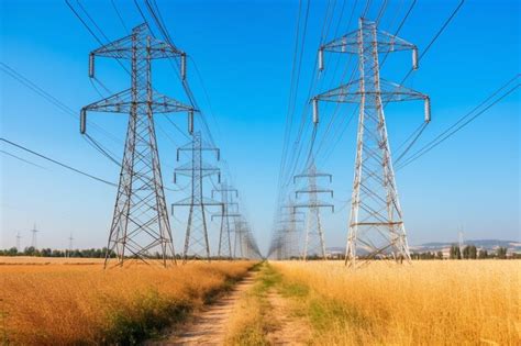 Premium Photo Electricity Towers In A Row In The Middle Of An