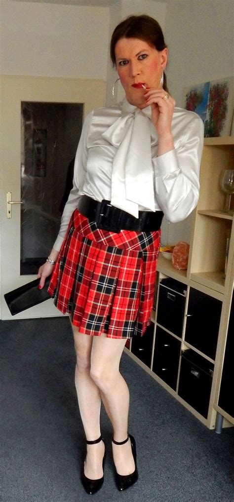 Pin On Tgirl In Satin Bow Blouse