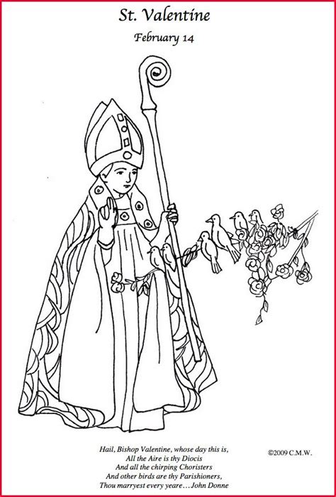 Catholic Saint Valentine Coloring Page Tedy Printable Activities