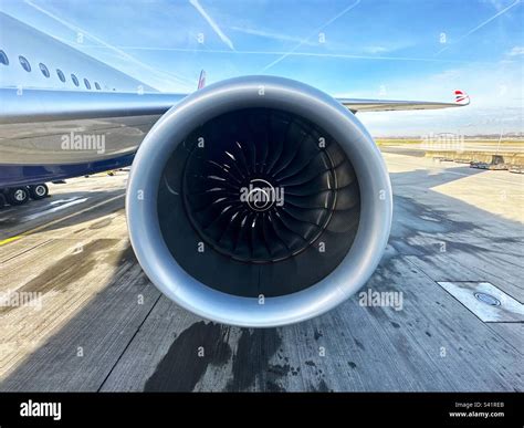 close    huge rolls royce trent xwb  turbofan jet engine