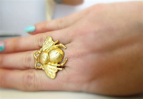 Items Similar To Raw Brass Bumble Bee Ring Golden Bee Statement Ring